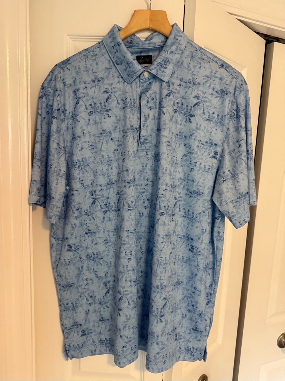 Greg Norman Collection Light Blue Printed Polo